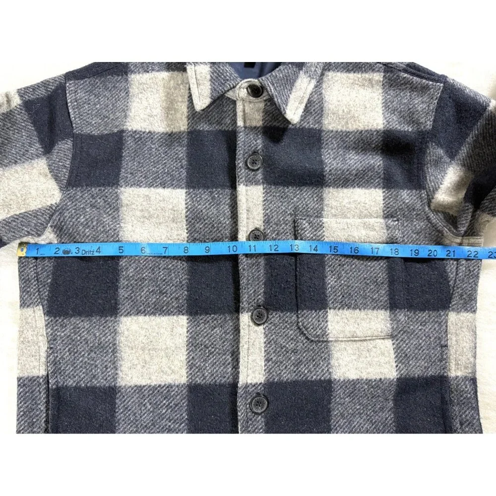 Banana Republic Men’s S Buffalo Plaid Shirt Jacket Shacket Navy Gray Warm Lined‎